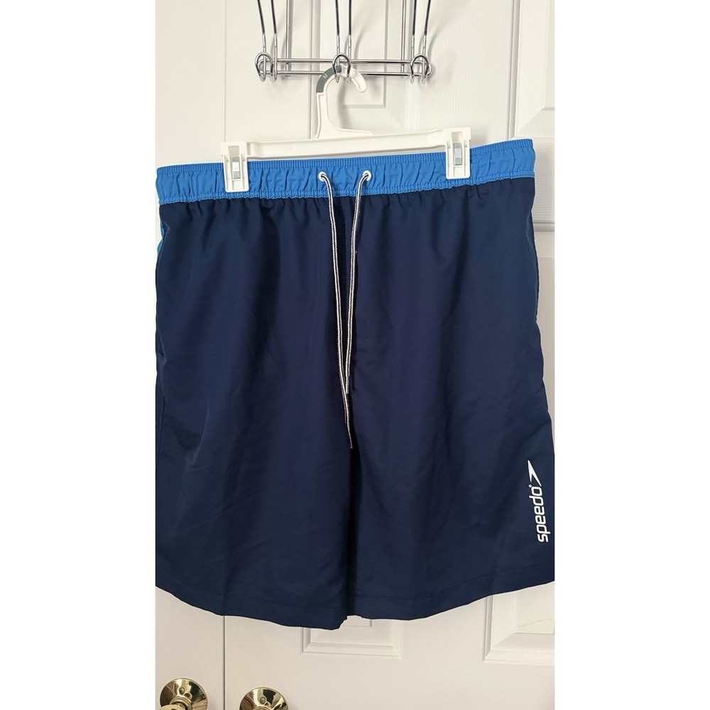 NWT~ Speedo sz XXL Men's 9" Marina Swim Trunks Shorts Blue Mesh Liner UPF 50‎ +